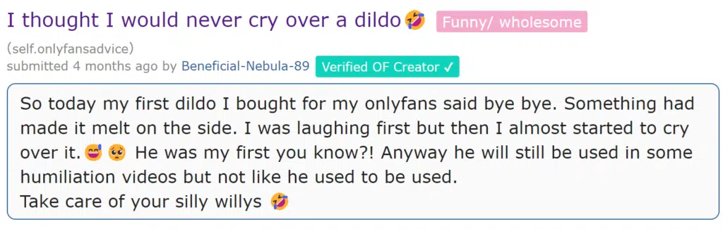 I thought I would never cry over a dildo